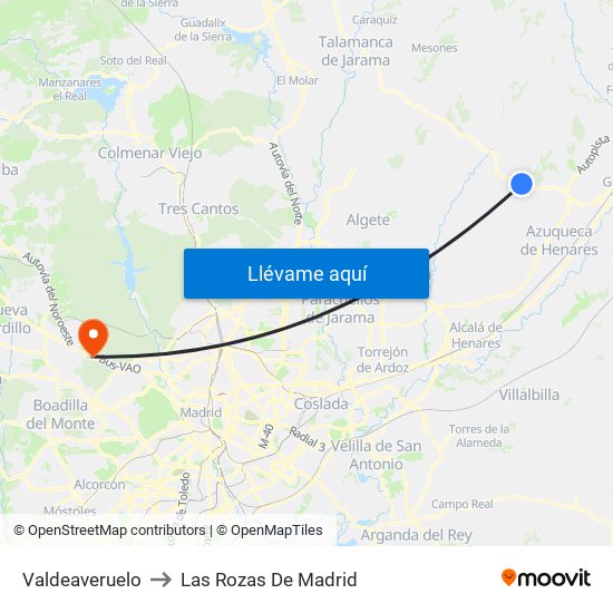 Valdeaveruelo to Las Rozas De Madrid map