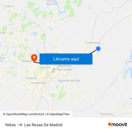 Yebes to Las Rozas De Madrid map