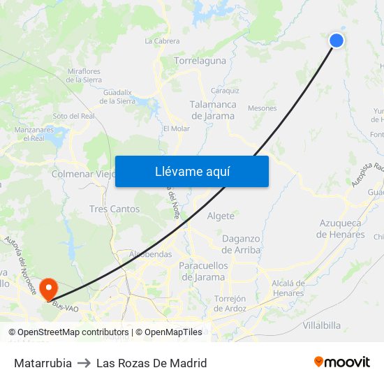 Matarrubia to Las Rozas De Madrid map
