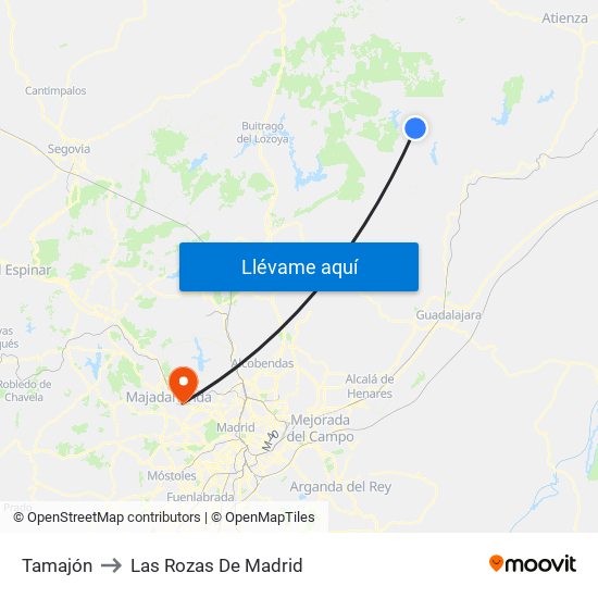 Tamajón to Las Rozas De Madrid map