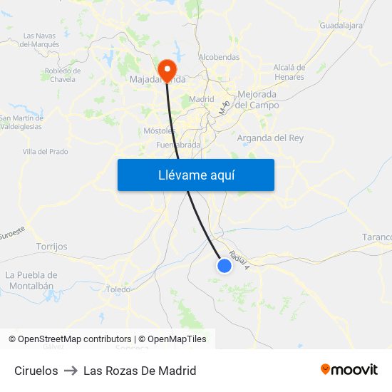 Ciruelos to Las Rozas De Madrid map