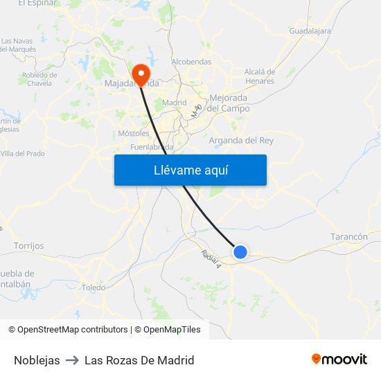 Noblejas to Las Rozas De Madrid map