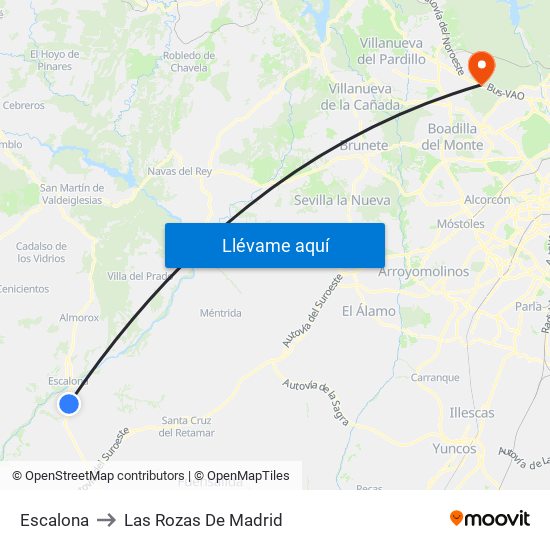 Escalona to Las Rozas De Madrid map