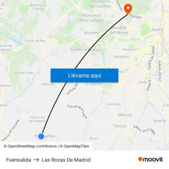 Fuensalida to Las Rozas De Madrid map