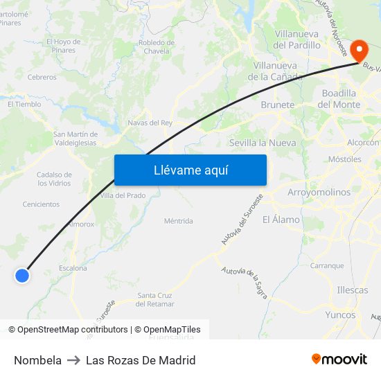 Nombela to Las Rozas De Madrid map