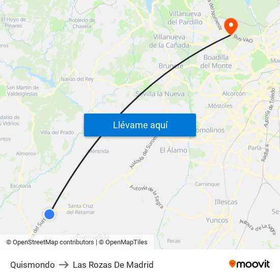 Quismondo to Las Rozas De Madrid map