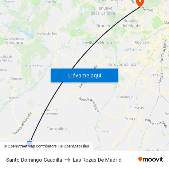 Santo Domingo-Caudilla to Las Rozas De Madrid map