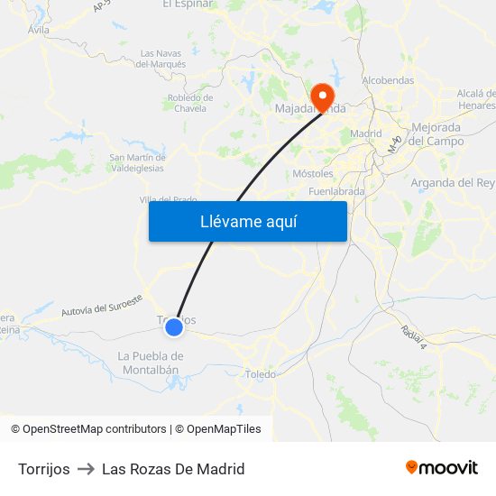 Torrijos to Las Rozas De Madrid map
