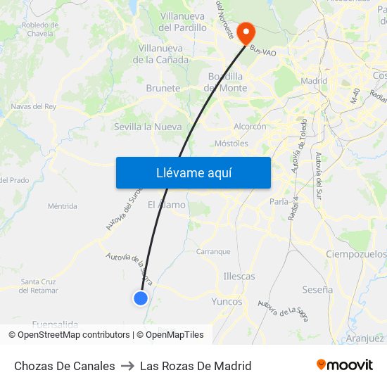 Chozas De Canales to Las Rozas De Madrid map