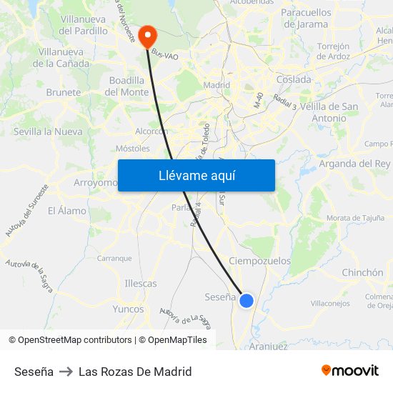 Seseña to Las Rozas De Madrid map