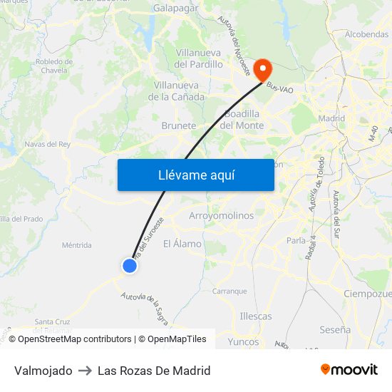 Valmojado to Las Rozas De Madrid map