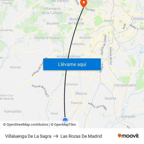 Villaluenga De La Sagra to Las Rozas De Madrid map