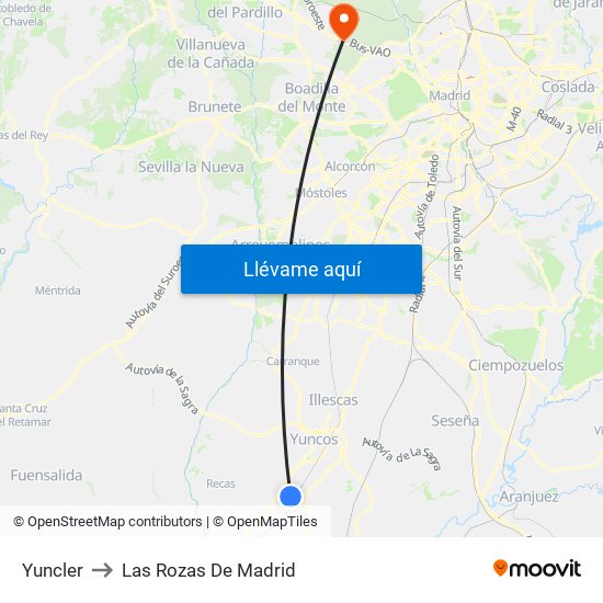 Yuncler to Las Rozas De Madrid map
