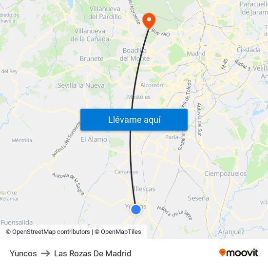 Yuncos to Las Rozas De Madrid map