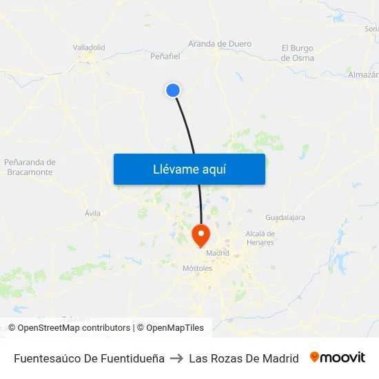 Fuentesaúco De Fuentidueña to Las Rozas De Madrid map