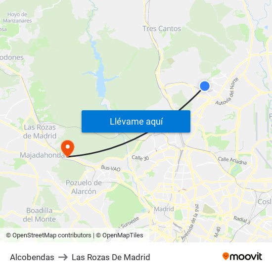 Alcobendas to Las Rozas De Madrid map
