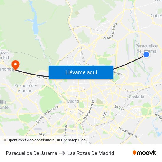 Paracuellos De Jarama to Las Rozas De Madrid map