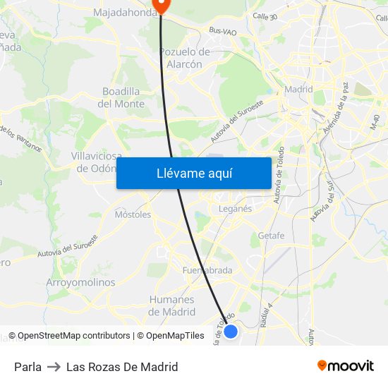 Parla to Las Rozas De Madrid map