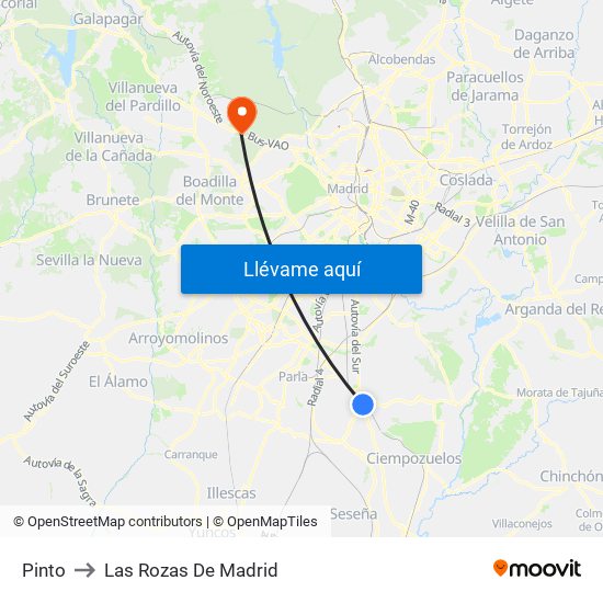 Pinto to Las Rozas De Madrid map