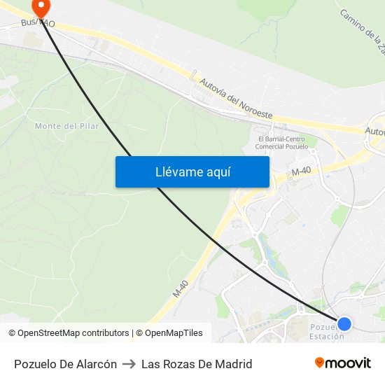 Pozuelo De Alarcón to Las Rozas De Madrid map