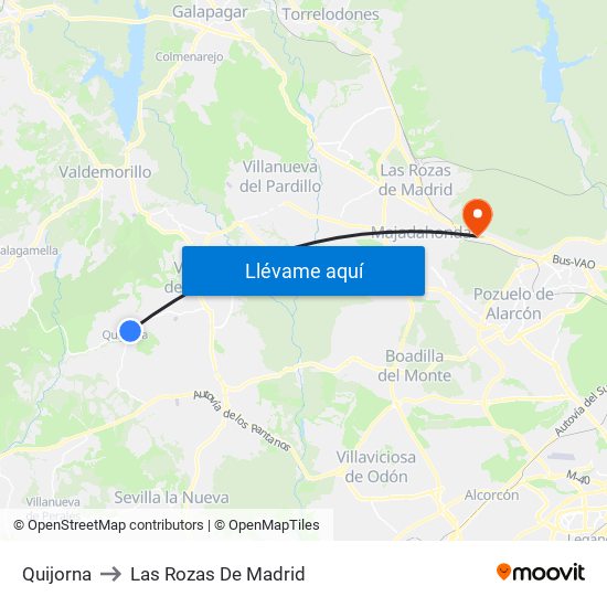 Quijorna to Las Rozas De Madrid map