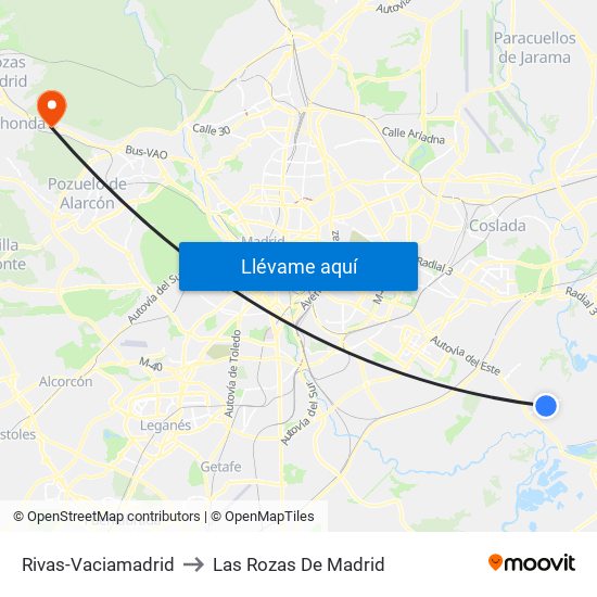 Rivas-Vaciamadrid to Las Rozas De Madrid map