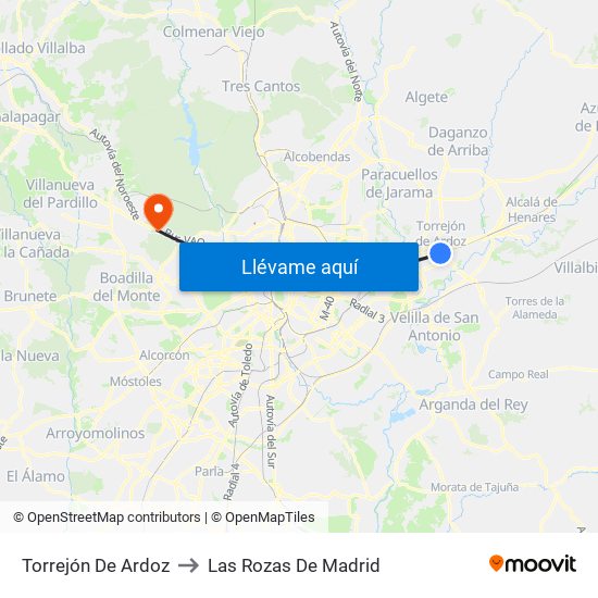 Torrejón De Ardoz to Las Rozas De Madrid map