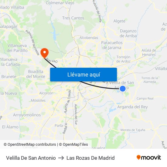 Velilla De San Antonio to Las Rozas De Madrid map