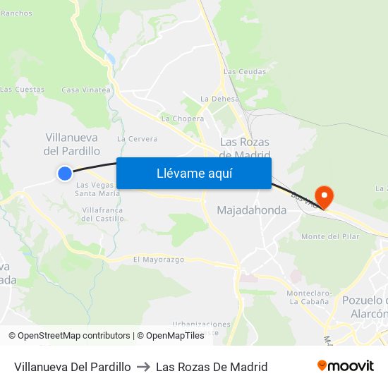 Villanueva Del Pardillo to Las Rozas De Madrid map