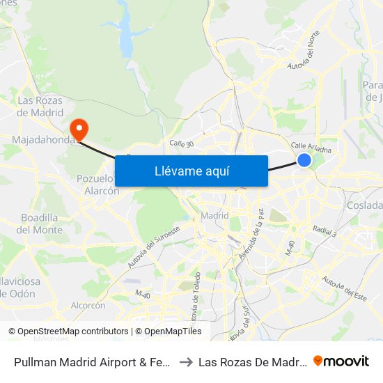 Pullman Madrid Airport & Feria to Las Rozas De Madrid map