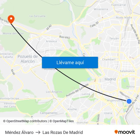 Méndez Álvaro to Las Rozas De Madrid map