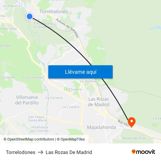 Torrelodones to Las Rozas De Madrid map