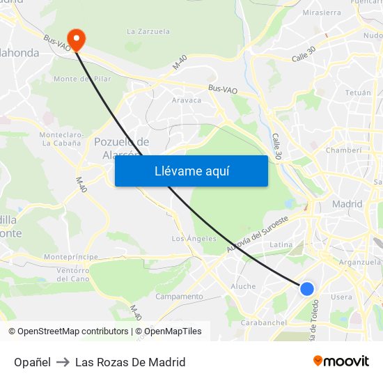 Opañel to Las Rozas De Madrid map