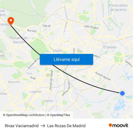 Rivas Vaciamadrid to Las Rozas De Madrid map