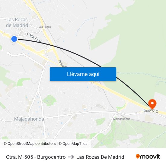 Ctra. M-505 - Burgocentro to Las Rozas De Madrid map