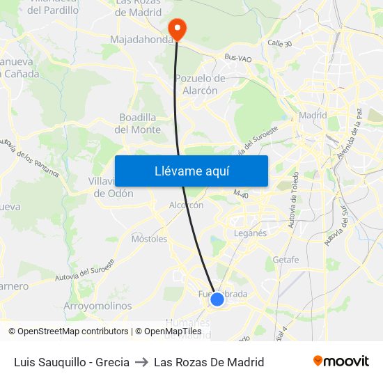 Luis Sauquillo - Grecia to Las Rozas De Madrid map