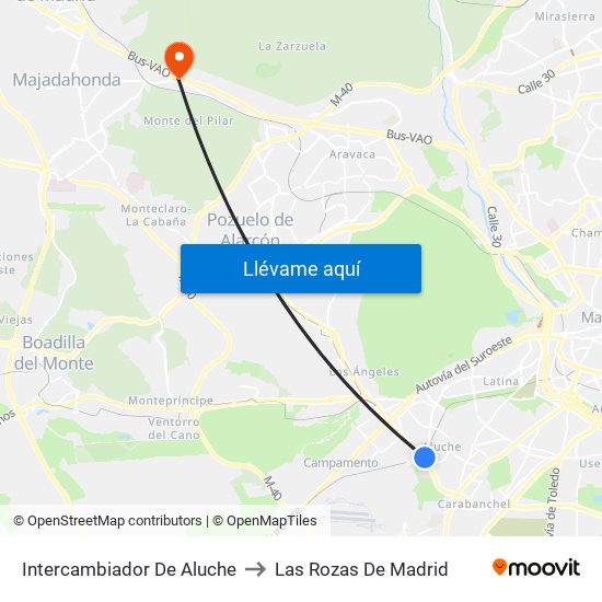 Intercambiador De Aluche to Las Rozas De Madrid map