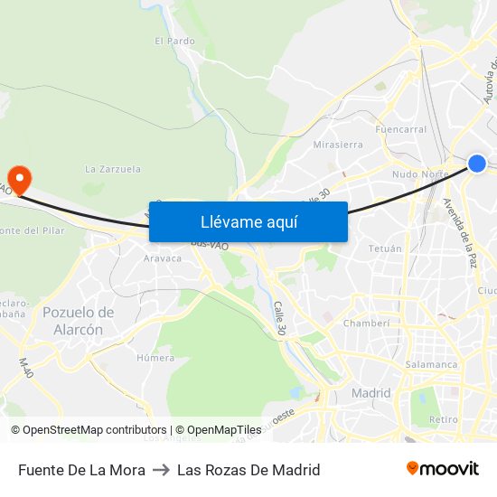 Fuente De La Mora to Las Rozas De Madrid map
