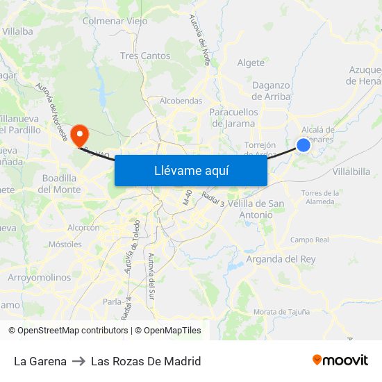 La Garena to Las Rozas De Madrid map