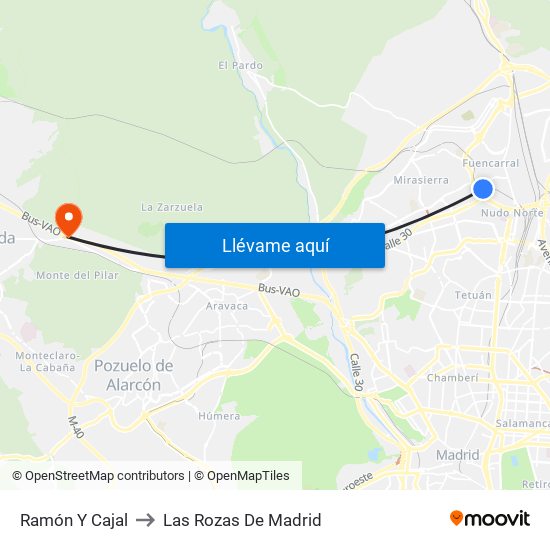 Ramón Y Cajal to Las Rozas De Madrid map