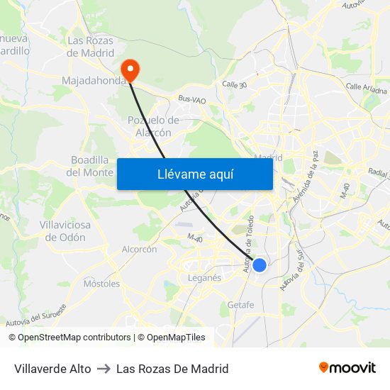 Villaverde Alto to Las Rozas De Madrid map