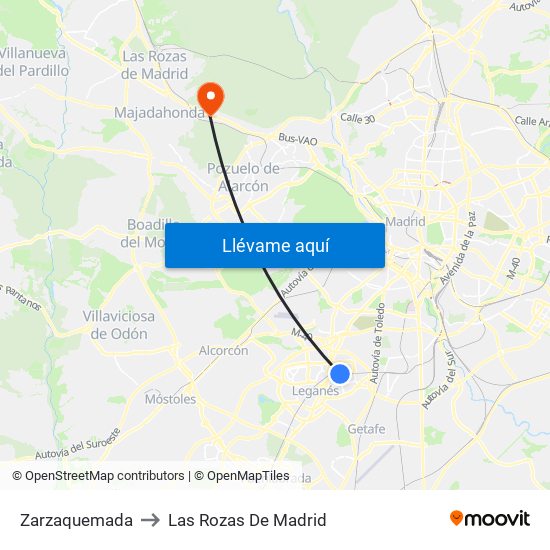 Zarzaquemada to Las Rozas De Madrid map
