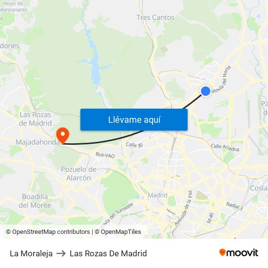 La Moraleja to Las Rozas De Madrid map