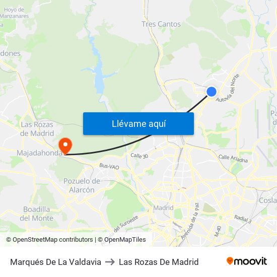 Marqués De La Valdavia to Las Rozas De Madrid map