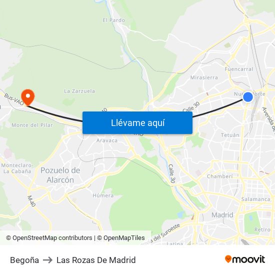 Begoña to Las Rozas De Madrid map