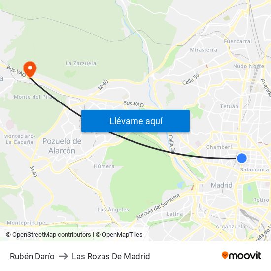 Rubén Darío to Las Rozas De Madrid map