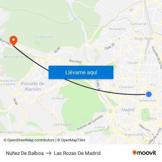 Núñez De Balboa to Las Rozas De Madrid map