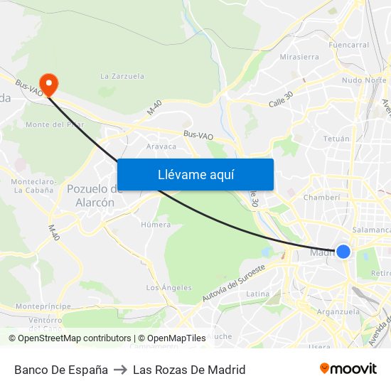 Banco De España to Las Rozas De Madrid map