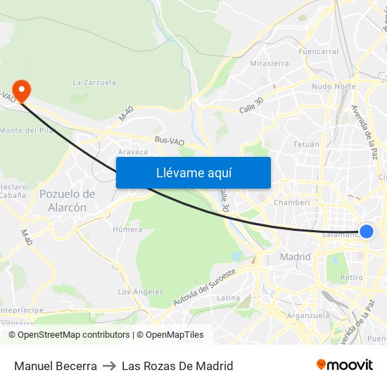 Manuel Becerra to Las Rozas De Madrid map