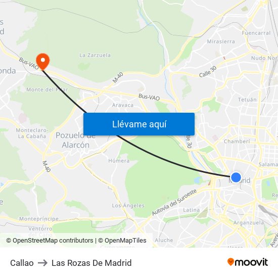 Callao to Las Rozas De Madrid map